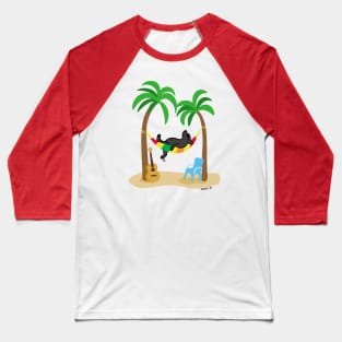 Black Labrador Under Palm Trees Baseball T-Shirt